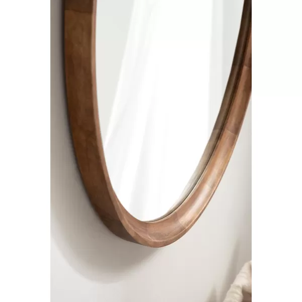 imageKate and Laurel Hatherleigh Modern Round Wooden Wall Mirror 34Inch Diameter Natural Wood Decorative Wood Circle Mirror for Use in Bathroom Entryway or BedroomRustic Brown