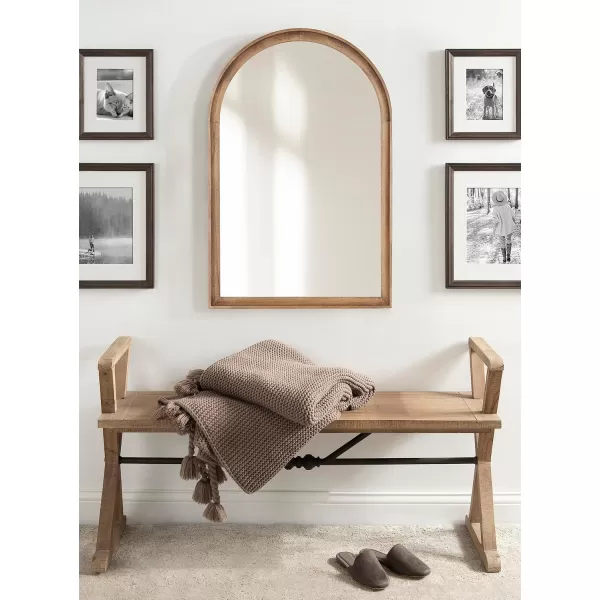 Kate and Laurel Hatherleigh Modern Transitional Arched Wooden Wall Mirror 24 x 36 Rustic Brown Decorative Wood Arch Mirror for Use in Bathroom Entryway or BedroomRustic Brown