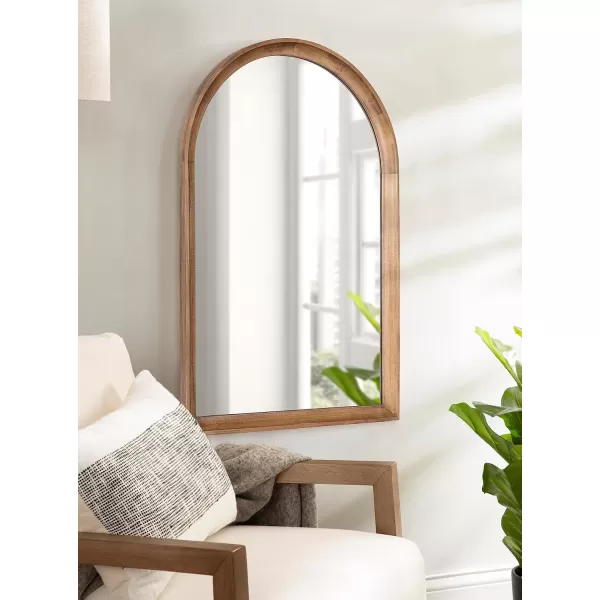 Kate and Laurel Hatherleigh Modern Transitional Arched Wooden Wall Mirror 24 x 36 Rustic Brown Decorative Wood Arch Mirror for Use in Bathroom Entryway or BedroomRustic Brown