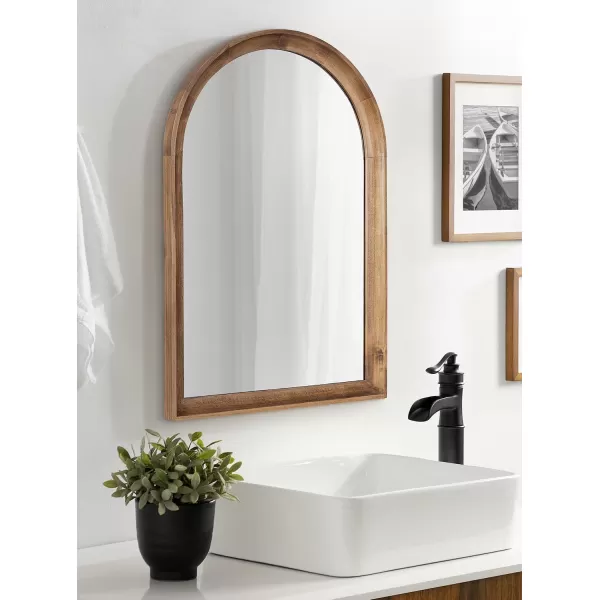 Kate and Laurel Hatherleigh Modern Transitional Arched Wooden Wall Mirror 24 x 36 Rustic Brown Decorative Wood Arch Mirror for Use in Bathroom Entryway or BedroomRustic Brown