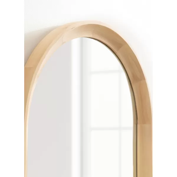 Kate and Laurel Hatherleigh Modern Transitional Arched Wooden Wall Mirror 24 x 36 Rustic Brown Decorative Wood Arch Mirror for Use in Bathroom Entryway or BedroomNatural