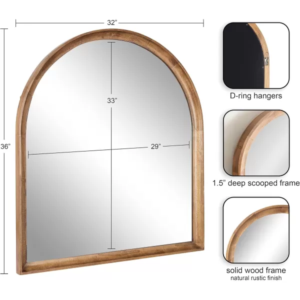 Kate and Laurel Hatherleigh Modern Transitional Arched Wooden Wall Mirror 24 x 36 Rustic Brown Decorative Wood Arch Mirror for Use in Bathroom Entryway or BedroomRustic Brown