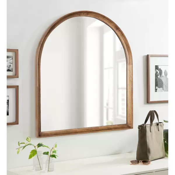 Kate and Laurel Hatherleigh Modern Transitional Arched Wooden Wall Mirror 24 x 36 Rustic Brown Decorative Wood Arch Mirror for Use in Bathroom Entryway or BedroomRustic Brown