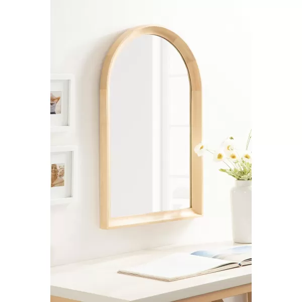 Kate and Laurel Hatherleigh Modern Transitional Arched Wooden Wall Mirror 24 x 36 Rustic Brown Decorative Wood Arch Mirror for Use in Bathroom Entryway or BedroomNatural