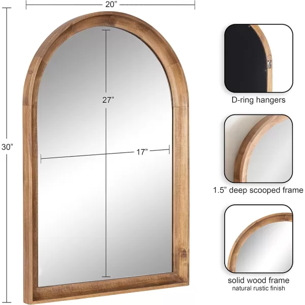 Kate and Laurel Hatherleigh Modern Transitional Arched Wooden Wall Mirror 24 x 36 Rustic Brown Decorative Wood Arch Mirror for Use in Bathroom Entryway or BedroomRustic Brown