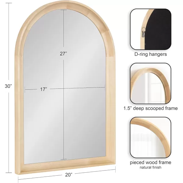 Kate and Laurel Hatherleigh Modern Transitional Arched Wooden Wall Mirror 24 x 36 Rustic Brown Decorative Wood Arch Mirror for Use in Bathroom Entryway or BedroomNatural