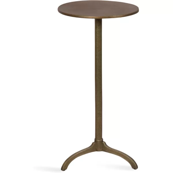 Kate and Laurel Henshall MidCentury Metal Round Side Table 12 x 12 x 24 Antique Brass Sand Cast Aluminum Sculptural Indoor Plant Stand with Tripod Base for Use as End Table or Bedroom Nightstand