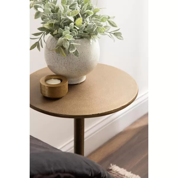 Kate and Laurel Henshall MidCentury Metal Round Side Table 12 x 12 x 24 Antique Brass Sand Cast Aluminum Sculptural Indoor Plant Stand with Tripod Base for Use as End Table or Bedroom Nightstand