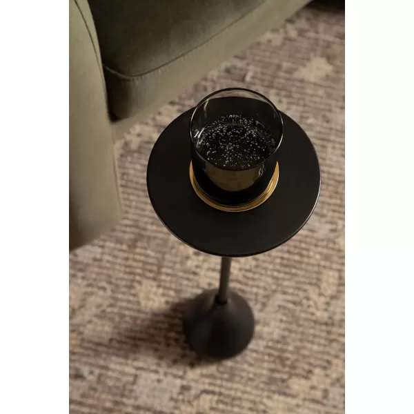 Kate and Laurel Hersi Decorative Modern Pedestal Drink Table 7 x 7 x 20 Black Cast Aluminum Mini Table with Teardrop Base for Use as Small Plant Stand or Living Room Martini TableBlack