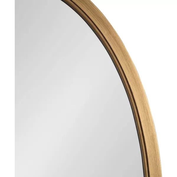 Kate and Laurel Hogan Farmhouse Oval Framed Wall Mirror 18 x 24 Natural Rustic Decorative Traditional Wood Mirror with Soft Curvature and Oval ShapeGold