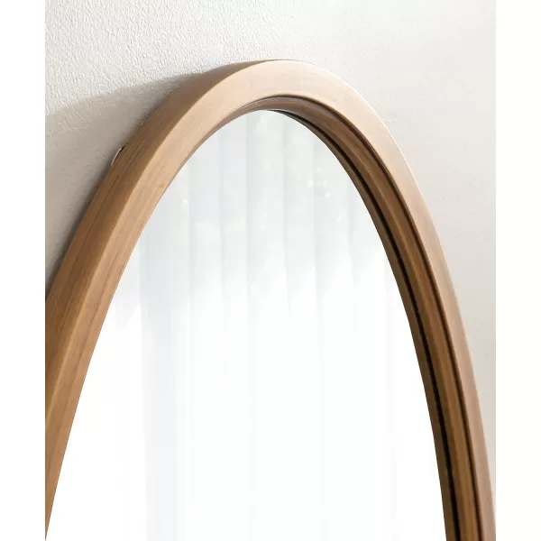 Kate and Laurel Hogan Farmhouse Oval Framed Wall Mirror 18 x 24 Natural Rustic Decorative Traditional Wood Mirror with Soft Curvature and Oval ShapeGold