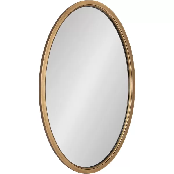 Kate and Laurel Hogan Farmhouse Oval Framed Wall Mirror 18 x 24 Natural Rustic Decorative Traditional Wood Mirror with Soft Curvature and Oval ShapeGold