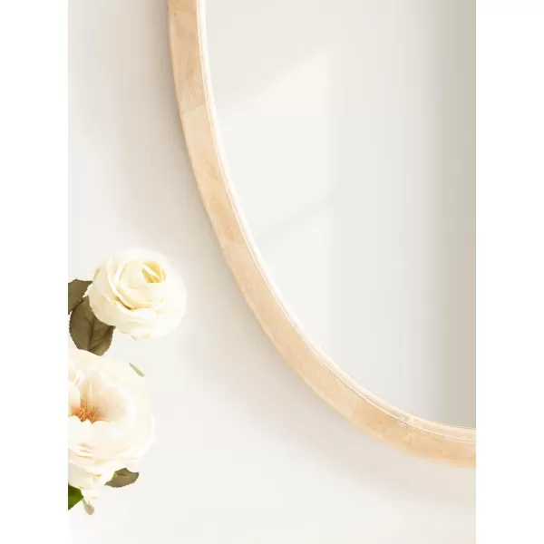 Kate and Laurel Hogan Farmhouse Oval Framed Wall Mirror 18 x 24 Natural Rustic Decorative Traditional Wood Mirror with Soft Curvature and Oval ShapeNatural