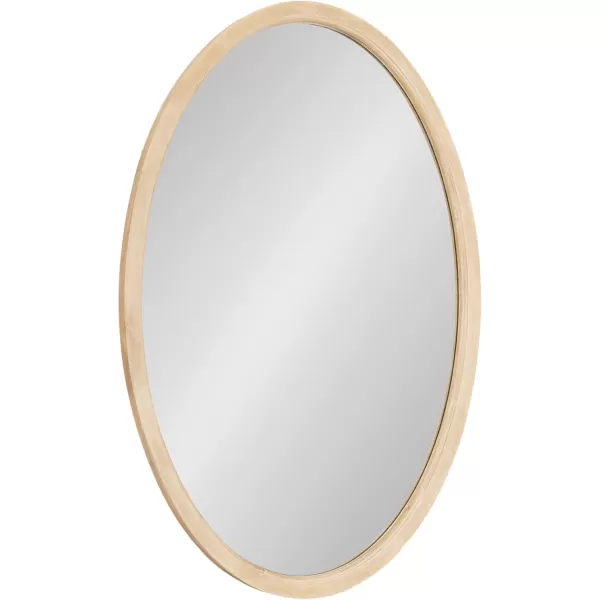 Kate and Laurel Hogan Farmhouse Oval Framed Wall Mirror 18 x 24 Natural Rustic Decorative Traditional Wood Mirror with Soft Curvature and Oval ShapeNatural