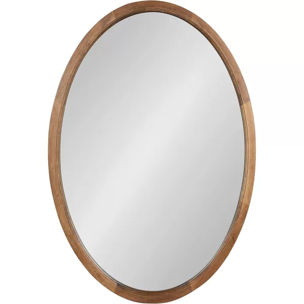 Kate and Laurel Hogan Farmhouse Oval Framed Wall Mirror 18 x 24 Natural Rustic Decorative Traditional Wood Mirror with Soft Curvature and Oval ShapeRustic Brown