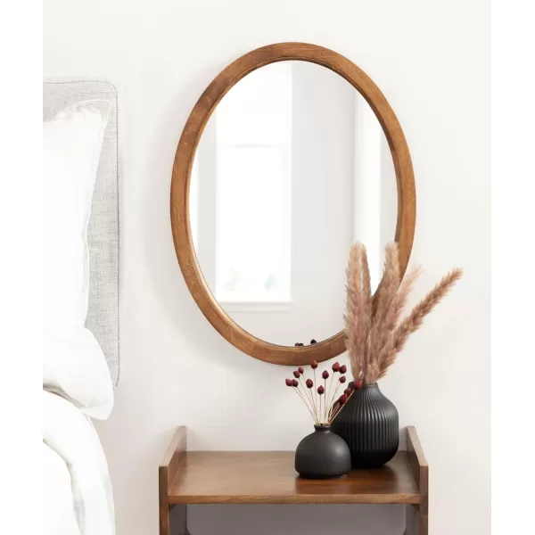 Kate and Laurel Hogan Farmhouse Oval Framed Wall Mirror 18 x 24 Natural Rustic Decorative Traditional Wood Mirror with Soft Curvature and Oval ShapeRustic Brown