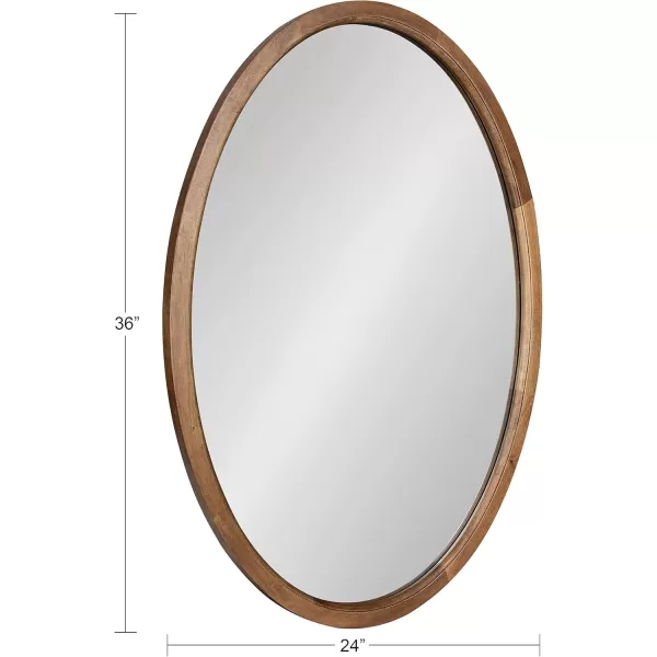 Kate and Laurel Hogan Farmhouse Oval Framed Wall Mirror 18 x 24 Natural Rustic Decorative Traditional Wood Mirror with Soft Curvature and Oval ShapeRustic Brown