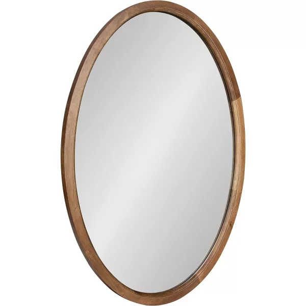 Kate and Laurel Hogan Farmhouse Oval Framed Wall Mirror 18 x 24 Natural Rustic Decorative Traditional Wood Mirror with Soft Curvature and Oval ShapeRustic Brown