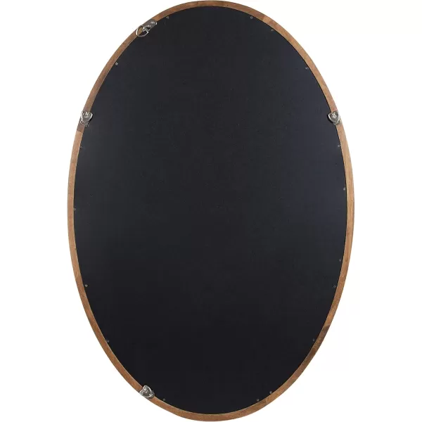 Kate and Laurel Hogan Farmhouse Oval Framed Wall Mirror 18 x 24 Natural Rustic Decorative Traditional Wood Mirror with Soft Curvature and Oval ShapeRustic Brown