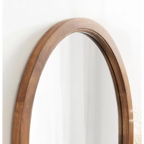 Kate and Laurel Hogan Farmhouse Oval Framed Wall Mirror 18 x 24 Natural Rustic Decorative Traditional Wood Mirror with Soft Curvature and Oval ShapeRustic Brown