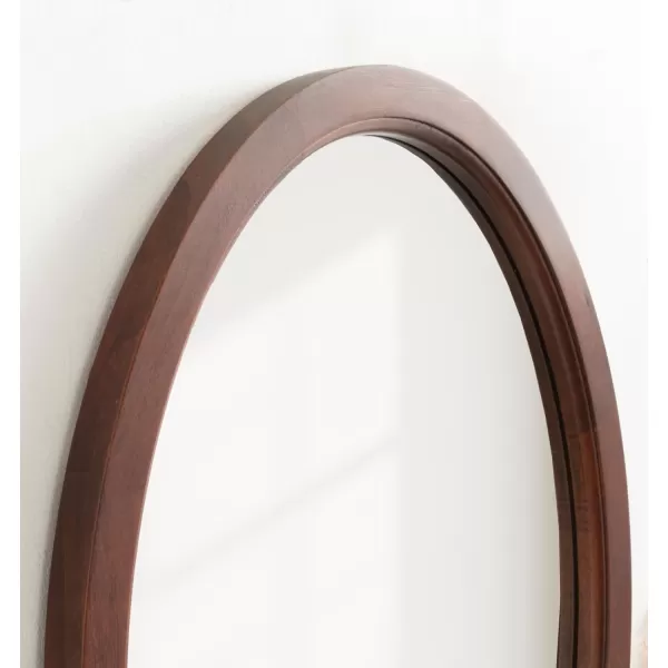 Kate and Laurel Hogan Farmhouse Oval Framed Wall Mirror 18 x 24 Natural Rustic Decorative Traditional Wood Mirror with Soft Curvature and Oval ShapeWalnut Brown