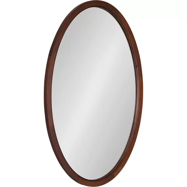 Kate and Laurel Hogan Farmhouse Oval Framed Wall Mirror 18 x 24 Natural Rustic Decorative Traditional Wood Mirror with Soft Curvature and Oval ShapeWalnut Brown