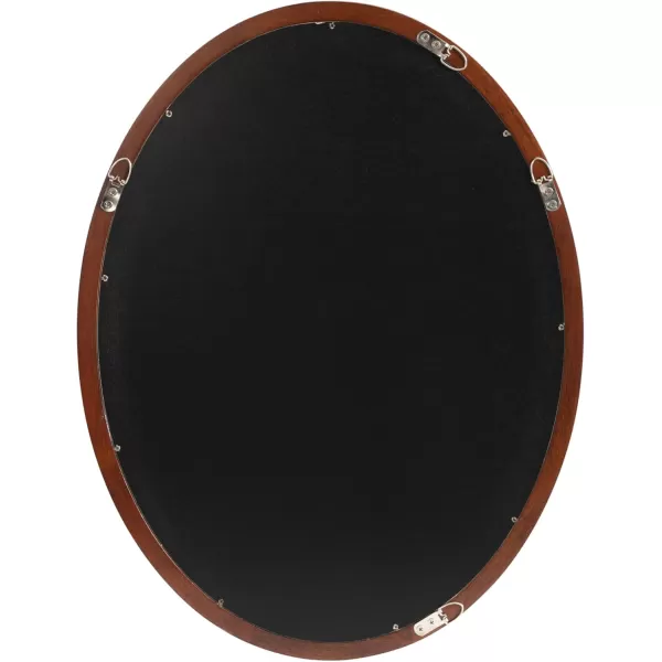 Kate and Laurel Hogan Farmhouse Oval Framed Wall Mirror 18 x 24 Natural Rustic Decorative Traditional Wood Mirror with Soft Curvature and Oval ShapeWalnut Brown