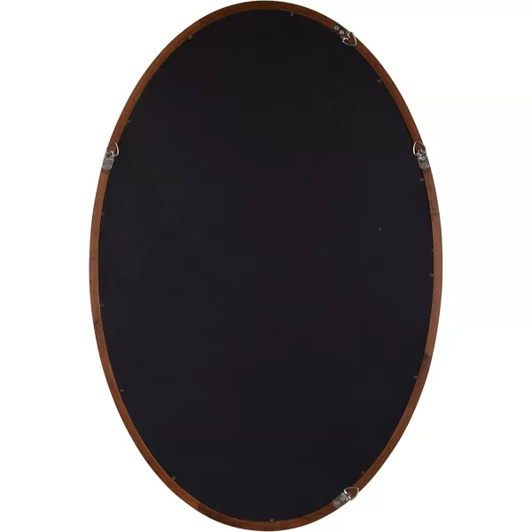 Kate and Laurel Hogan Farmhouse Oval Framed Wall Mirror 18 x 24 Natural Rustic Decorative Traditional Wood Mirror with Soft Curvature and Oval ShapeWalnut Brown