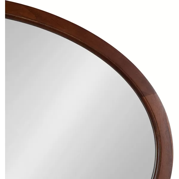 Kate and Laurel Hogan Farmhouse Oval Framed Wall Mirror 18 x 24 Natural Rustic Decorative Traditional Wood Mirror with Soft Curvature and Oval ShapeWalnut Brown