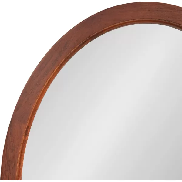 Kate and Laurel Hogan Farmhouse Oval Framed Wall Mirror 18 x 24 Natural Rustic Decorative Traditional Wood Mirror with Soft Curvature and Oval ShapeWalnut Brown