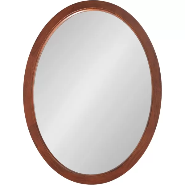 Kate and Laurel Hogan Farmhouse Oval Framed Wall Mirror 18 x 24 Natural Rustic Decorative Traditional Wood Mirror with Soft Curvature and Oval ShapeWalnut Brown