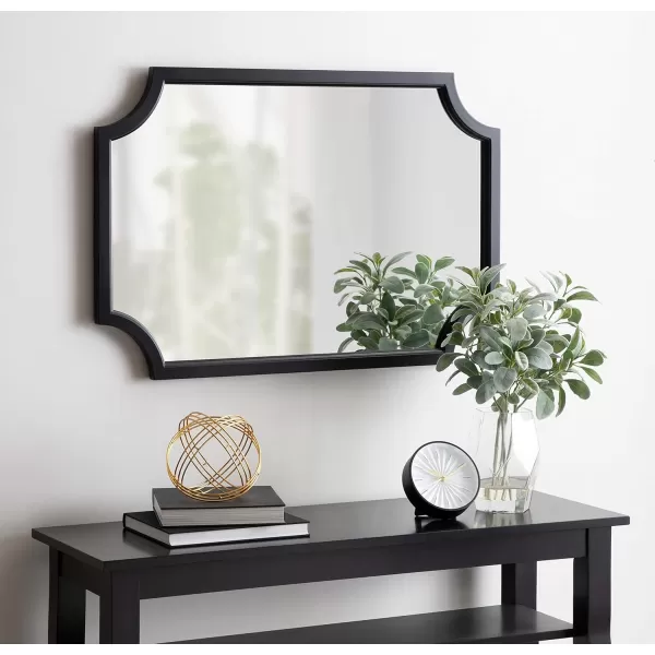 Kate and Laurel Hogan Wood Framed FullLength Wall Mirror with Scallop Corners 18x48 Inches GoldBlack