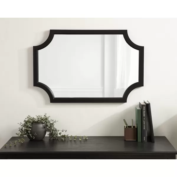 Kate and Laurel Hogan Wood Framed FullLength Wall Mirror with Scallop Corners 18x48 Inches GoldBlack