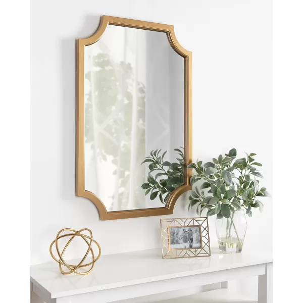 Kate and Laurel Hogan Wood Framed FullLength Wall Mirror with Scallop Corners 18x48 Inches GoldGold