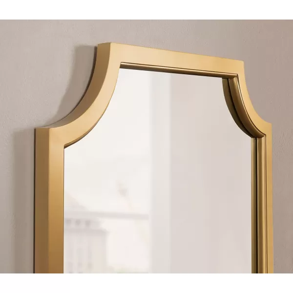 Kate and Laurel Hogan Wood Framed FullLength Wall Mirror with Scallop Corners 18x48 Inches GoldGold