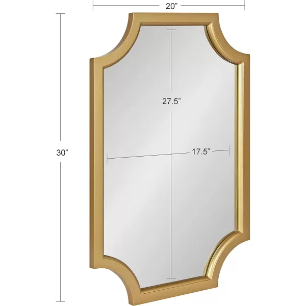 Kate and Laurel Hogan Wood Framed FullLength Wall Mirror with Scallop Corners 18x48 Inches GoldGold