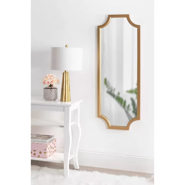 Kate and Laurel Hogan Wood Framed FullLength Wall Mirror with Scallop Corners 18x48 Inches GoldGold