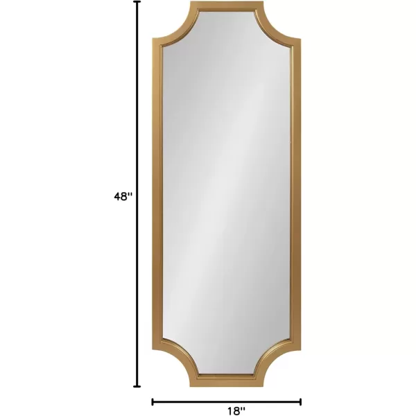 Kate and Laurel Hogan Wood Framed FullLength Wall Mirror with Scallop Corners 18x48 Inches GoldGold