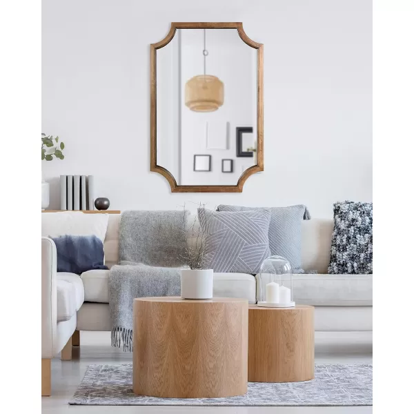 Kate and Laurel Hogan Wood Framed FullLength Wall Mirror with Scallop Corners 18x48 Inches GoldRustic Brown