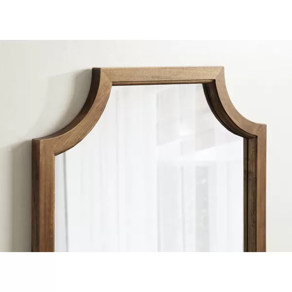 Kate and Laurel Hogan Wood Framed FullLength Wall Mirror with Scallop Corners 18x48 Inches GoldRustic Brown