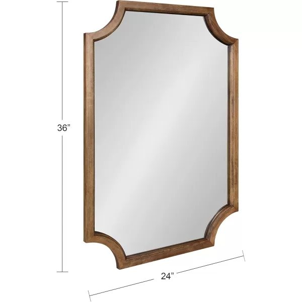 Kate and Laurel Hogan Wood Framed FullLength Wall Mirror with Scallop Corners 18x48 Inches GoldRustic Brown