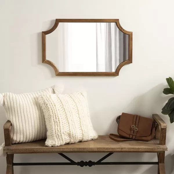 Kate and Laurel Hogan Wood Framed FullLength Wall Mirror with Scallop Corners 18x48 Inches GoldRustic Brown