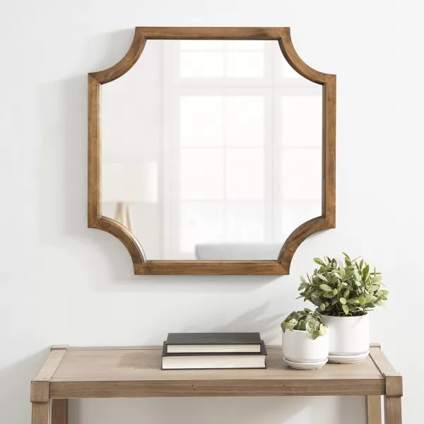 Kate and Laurel Hogan Wood Framed FullLength Wall Mirror with Scallop Corners 18x48 Inches GoldRustic Brown