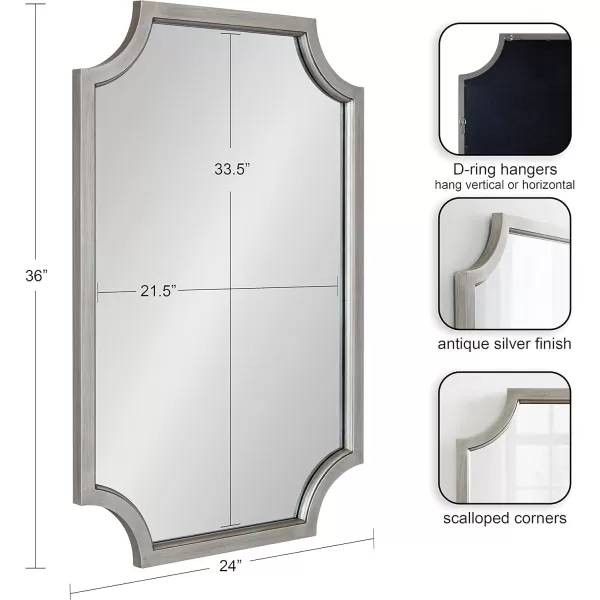 Kate and Laurel Hogan Wood Framed FullLength Wall Mirror with Scallop Corners 18x48 Inches GoldSilver