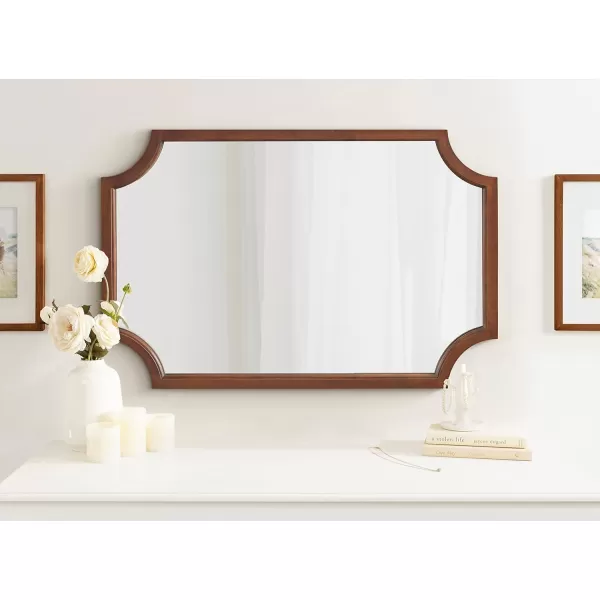 Kate and Laurel Hogan Wood Framed FullLength Wall Mirror with Scallop Corners 18x48 Inches GoldWalnut Brown