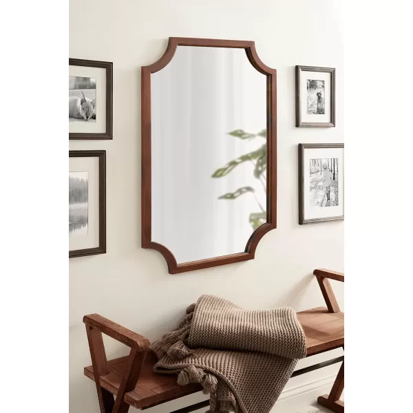 Kate and Laurel Hogan Wood Framed FullLength Wall Mirror with Scallop Corners 18x48 Inches GoldWalnut Brown