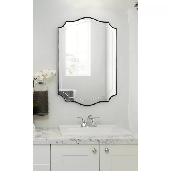 imageKate and Laurel Hollyn Glam Scalloped Wall Mirror 20 x 30 Gold Decorative Traditional Wall Decor with Elegant Frame and Soft ScallopsBlack