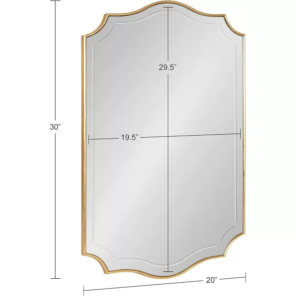 imageKate and Laurel Hollyn Glam Scalloped Wall Mirror 20 x 30 Gold Decorative Traditional Wall Decor with Elegant Frame and Soft ScallopsGold