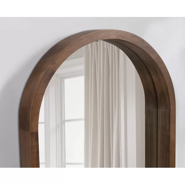 imageKate and Laurel Hutton MidCentury Modern Farmhouse Arch Mirror 24quot x 36quot Walnut Brown FinishRustic Brown