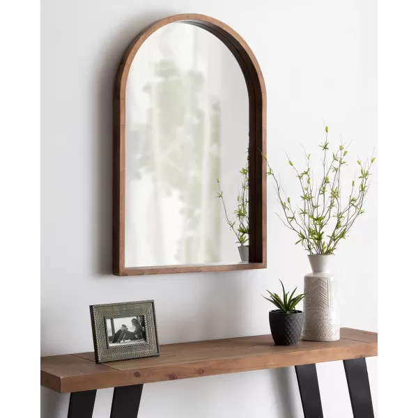 imageKate and Laurel Hutton MidCentury Modern Farmhouse Arch Mirror 24quot x 36quot Walnut Brown FinishRustic Brown